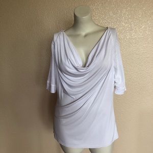 Soft Surroundings White Drape Cowl Neck Top Size L New